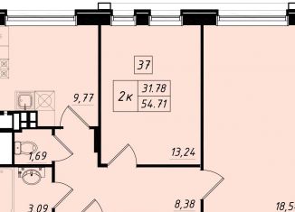 Продам 2-комнатную квартиру, 54.9 м2, Ленинградская область, улица Шекспира, 1к2