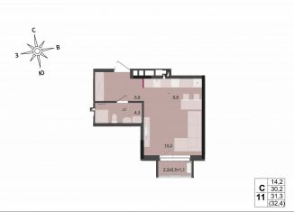 Продам квартиру студию, 31.3 м2, Ижевск