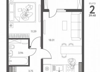 Продаю 1-комнатную квартиру, 39.5 м2, Липецк, улица Перова, 2Д