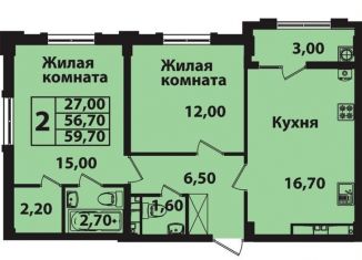 Продажа двухкомнатной квартиры, 60 м2, Ставрополь, Гражданская улица, 5, микрорайон № 14