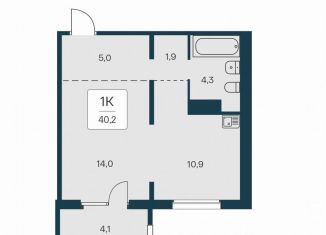 Продам 1-комнатную квартиру, 40.2 м2, Новосибирск, Игарская улица, 6