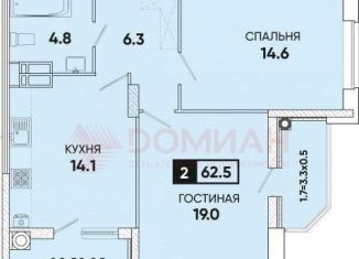 Продается 2-ком. квартира, 64 м2, Ростов-на-Дону, Береговая улица, 117Бс7, ЖК Красный Аксай