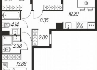 Продам трехкомнатную квартиру, 80.1 м2, Тула