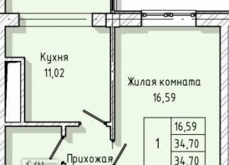 Однокомнатная квартира на продажу, 34.7 м2, Нальчик, улица Тарчокова, 127А, район Горная