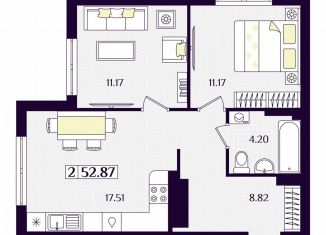 Продаю двухкомнатную квартиру, 52.9 м2, Гурьевск, Краковский бульвар, 16