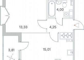 Продам 1-комнатную квартиру, 38.5 м2, посёлок Стрельна, ЖК Любоград