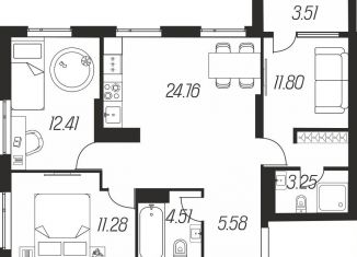 Продается 3-комнатная квартира, 77.1 м2, Тула