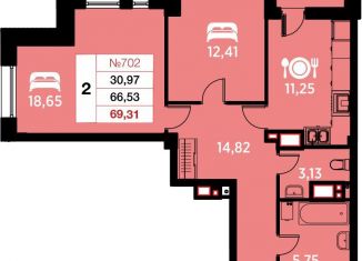 Продаю 2-комнатную квартиру, 68.8 м2, Калининград, улица Гайдара, 90