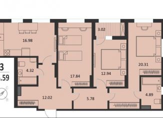 Продается трехкомнатная квартира, 96.6 м2, Курск, Хуторская улица, 33, Центральный округ