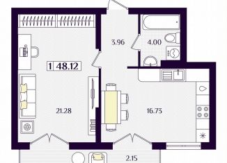 Продажа однокомнатной квартиры, 48.1 м2, Гурьевск, Краковский бульвар, 16, ЖК Новая Резиденция