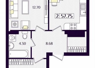 Продаю 2-ком. квартиру, 57.8 м2, Гурьевск, Краковский бульвар, 16, ЖК Новая Резиденция