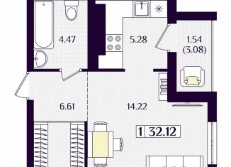 Продается 1-комнатная квартира, 32.1 м2, Калининградская область, Краковский бульвар, 16