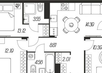 Продажа 3-комнатной квартиры, 72.5 м2, Тула