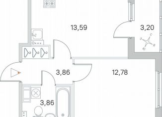 Продается однокомнатная квартира, 35.7 м2, посёлок Стрельна, ЖК Любоград