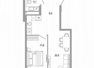 Продам 1-комнатную квартиру, 43.6 м2, Екатеринбург, метро Чкаловская