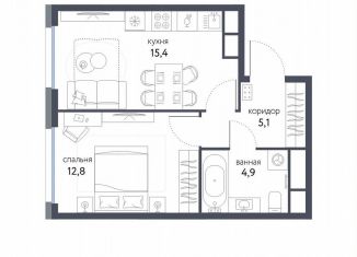 Продажа 1-комнатной квартиры, 38.2 м2, Москва, станция Бульвар Рокоссовского