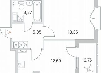 Продается 1-комнатная квартира, 36.8 м2, посёлок Стрельна, ЖК Любоград