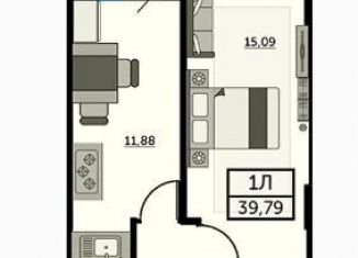 Продам 1-комнатную квартиру, 39.7 м2, Ростов-на-Дону, Красноармейская улица, 157В/83с2, ЖК Рубин