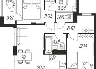 Продаю 2-комнатную квартиру, 62.6 м2, Тула, Зареченский территориальный округ