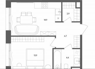 1-комнатная квартира на продажу, 42.8 м2, Москва, улица Матросская Тишина, 1Ас71, метро Электрозаводская