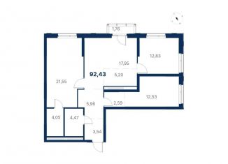 Продается 3-комнатная квартира, 92.4 м2, Свердловская область, улица Титова, 19/42И