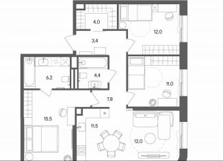 Продам 3-ком. квартиру, 87.8 м2, Москва, улица Матросская Тишина, 1Ас71, метро Электрозаводская