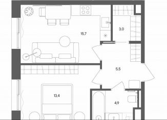 Продажа 1-ком. квартиры, 42.5 м2, Москва, улица Матросская Тишина, 1Ас71, метро Электрозаводская