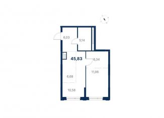 Продается 1-комнатная квартира, 45.8 м2, Екатеринбург, улица Титова, 19/42И, Чкаловский район