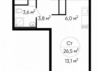 Продается квартира студия, 26.5 м2, Московский