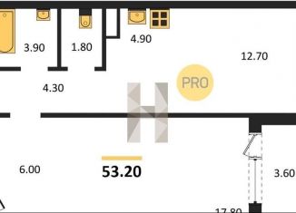 Продаю 1-ком. квартиру, 53.2 м2, Новосибирск