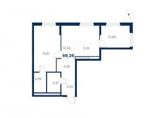 2-комнатная квартира на продажу, 69.3 м2, Свердловская область, улица Титова, 19/42И