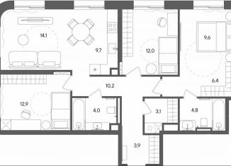 Продам 3-комнатную квартиру, 90.7 м2, Москва, улица Матросская Тишина, 1Ас71, метро Электрозаводская