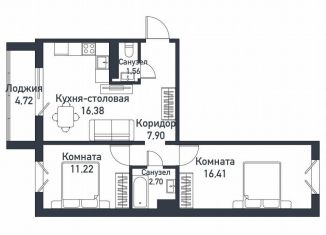 2-ком. квартира на продажу, 56.3 м2, Челябинская область, Ласковая улица, 24