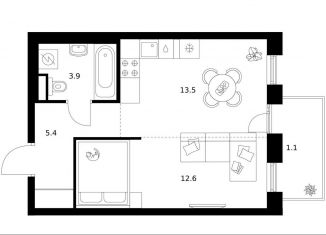 Продается 1-комнатная квартира, 36.5 м2, Москва, жилой комплекс Москворечье, 1.3, район Москворечье-Сабурово