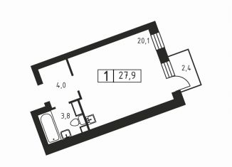 Продаю 1-комнатную квартиру, 27.9 м2, Ленинградская область, Вересковая улица, 3к1