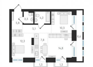 Продается двухкомнатная квартира, 62.6 м2, Новосибирск, Плановая улица, 60А