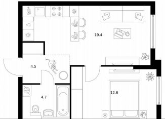 Продам 1-комнатную квартиру, 41.2 м2, Москва, ЖК Кронштадтский 9, Кронштадтский бульвар, 11