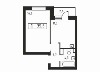 Продается 1-ком. квартира, 35.8 м2, Ленинградская область, Вересковая улица, 2к1