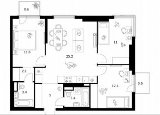 Продается трехкомнатная квартира, 75 м2, Москва, жилой комплекс Москворечье, 1.1, метро Каширская