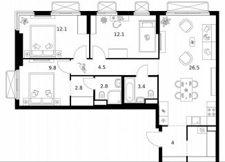 Продается трехкомнатная квартира, 83.8 м2, Москва, район Гольяново