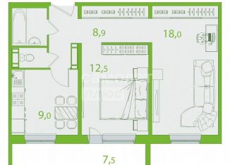 Продам двухкомнатную квартиру, 56.5 м2, Томск, улица Пришвина, 52