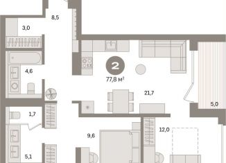 Продажа 2-комнатной квартиры, 77.8 м2, Санкт-Петербург, муниципальный округ Морской