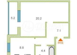 Продам 1-ком. квартиру, 40.5 м2, Тюменская область, Солнечный проезд, 26