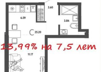 Продажа квартиры студии, 25.2 м2, Новосибирск, метро Площадь Гарина-Михайловского