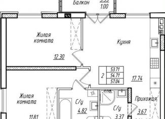 Продажа 2-комнатной квартиры, 54.7 м2, Калининградская область