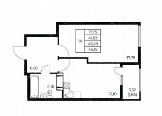 Продается однокомнатная квартира, 45.2 м2, Ростов-на-Дону, улица Нансена, 99с3