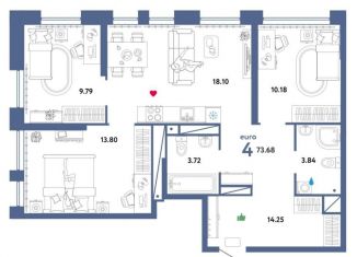 Продажа четырехкомнатной квартиры, 73.7 м2, Екатеринбург, Октябрьский район, Сибирский тракт, 24А