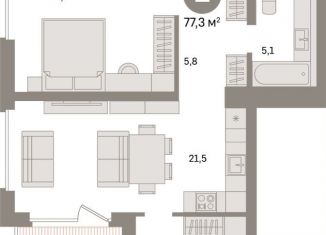 Продается 2-комнатная квартира, 77.3 м2, Санкт-Петербург, муниципальный округ Морской