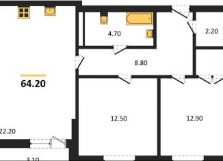 Продажа 2-ком. квартиры, 64.2 м2, Калининград, Акварельная улица