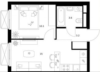 Продается 1-комнатная квартира, 31.9 м2, Москва, район Гольяново